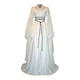 thumbnail image 1 of Qarigey Vestido maxi con cinturón de fiesta de manga larga y cuello para mujer Disfraz de Halloween Cosplay Vestidos blanco XXL, 1 of 4
