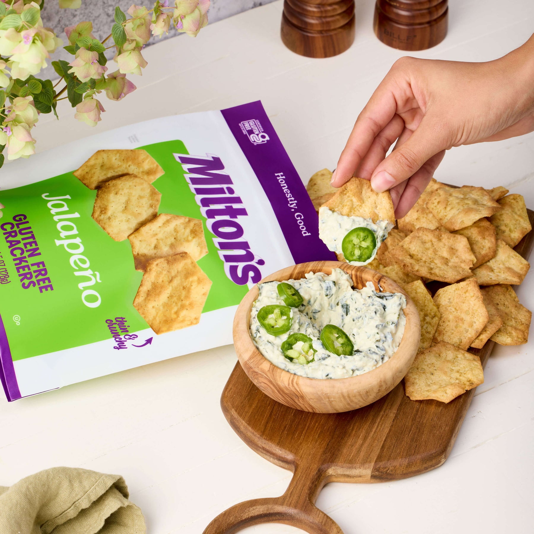 (3 pack) Milton's Gluten Free Crackers - Jalapeno, 4.5oz, Plastic Bag