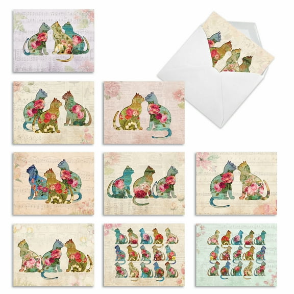 10 Thank You Note Cards Assorted (4 x 5.12 Inch) - CATFIGURATIONS M6452TYG