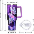 thumbnail image 2 of 40 oz Tumbler with Handle and Straw Lid, Purple Butterfly Insulated Cup, Double Vacuum Leak Proof Coffee Travel Mug, Flower Stainless Steel Water Bottle Gifts for Women Girls, 2 of 6