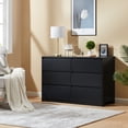 thumbnail image 3 of CHITOOMA Wood Dressers for Bedroom 6 Drawer, 47.2" Adult Horizontal Dresser with Large Drawer, Storage Cabinet Chest of Drawer for Living Room, Hallway, Black, 3 of 8