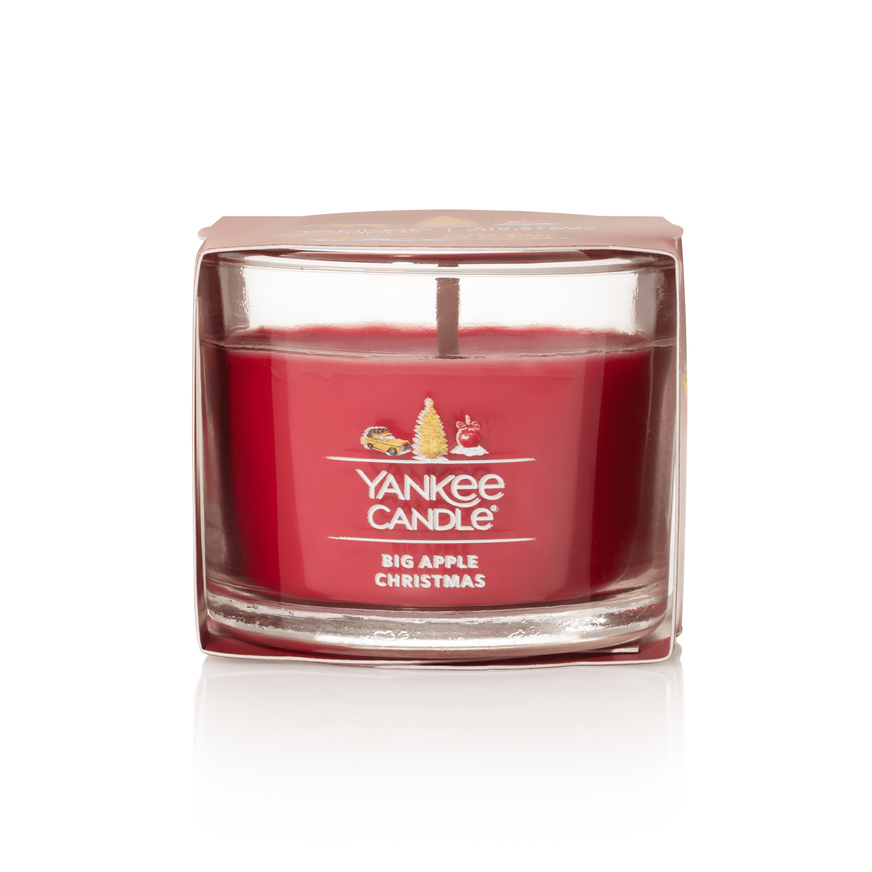 Yankee Candle Signature Votive Mini Candle Jar, Big Apple Christmas Scent, Natural Soy Wax Blend Candle with Natural Fiber Wick, 1.3 oz Glass Jar (Pack of 4)