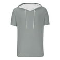 thumbnail image 2 of Mens T-Shirts Solid Color Hooded Short Sleeve Loose Casual Plus Size Comfortable Sports Tops Pullover Tshirts Holiday Wear,Gray,M, 2 of 5