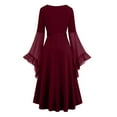 thumbnail image 3 of Amzcrzy Robes pour Femmes Couleur Unie Robes Maxi à Cordon Vintage Tunique à Manches Longues Robe Médiévale pour Femmes m, 3 of 5