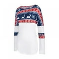 thumbnail image 4 of Women Christmas Print Tops Femael Long Sleeve O-neck Splicing Tee Spring Autumn Slim Tops, 4 of 10