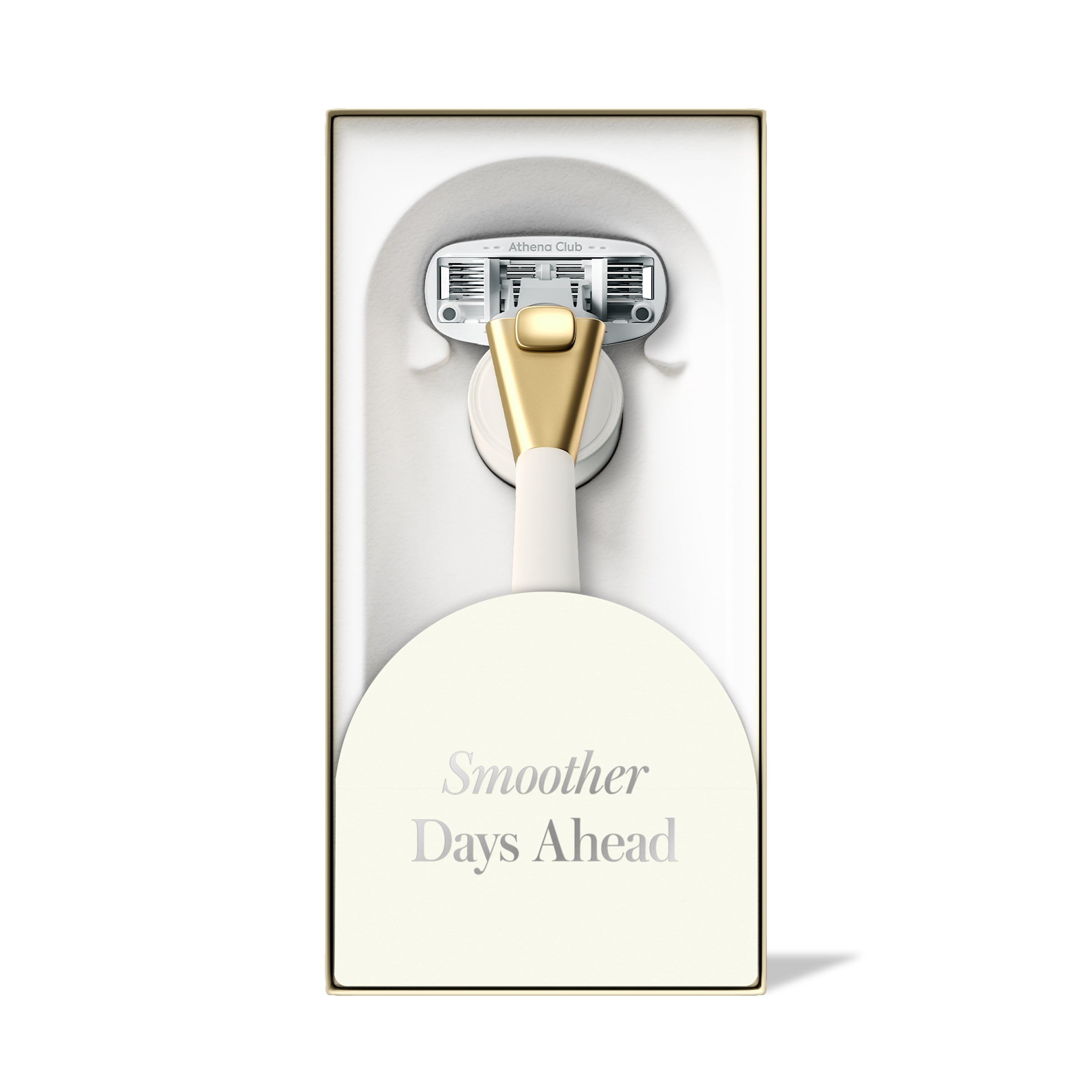 Athena Club Women's Razor Kit - Razor Handle, 2 5-Blade Refills, Shower Holder in Champagne