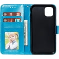 thumbnail image 2 of Mandala Case for iPhone11 6.1, Premium Leather Flip Wallet Card Slots Magnetic Stand Protective Cover Ultra Slim Case with Lanyard, Embossed Flip Cover-Blue, 2 of 14
