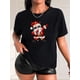 thumbnail image 1 of Camiseta para mujer Suave Transpirable verano[Christmas Santa Print T-Shirt] Women's Christmas Santa with Lights Print, Casual Fashion Round Neck Short Sleeve T-Shirt, Polyester, Spring/Summer/Autum, 1 of 7