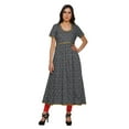 thumbnail image 1 of Moomaya Long Cotton Printed Short Sleeve Front Slit Tunic Dresses For Women, 1 of 6