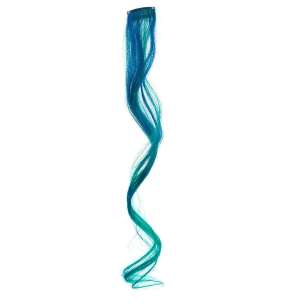 Zhuge Extensiones de cabello de colores, 12 piezas, 18 pulgadas, extensiones de cabello con clip, mechas sintéticas largas y onduladas para mujeres, regalos para fiestas, azul y verde