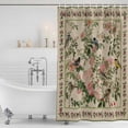 thumbnail image 3 of Beige Spring Floral Shower Curtain, Waterproof Shower Curtains for Bathroom, Elegant Pastoral Flowers Birds Watercolor Washable Fabric Bathtub Curtain Set Bath Decor with 12 Hooks Extra Long 72"x96", 3 of 8