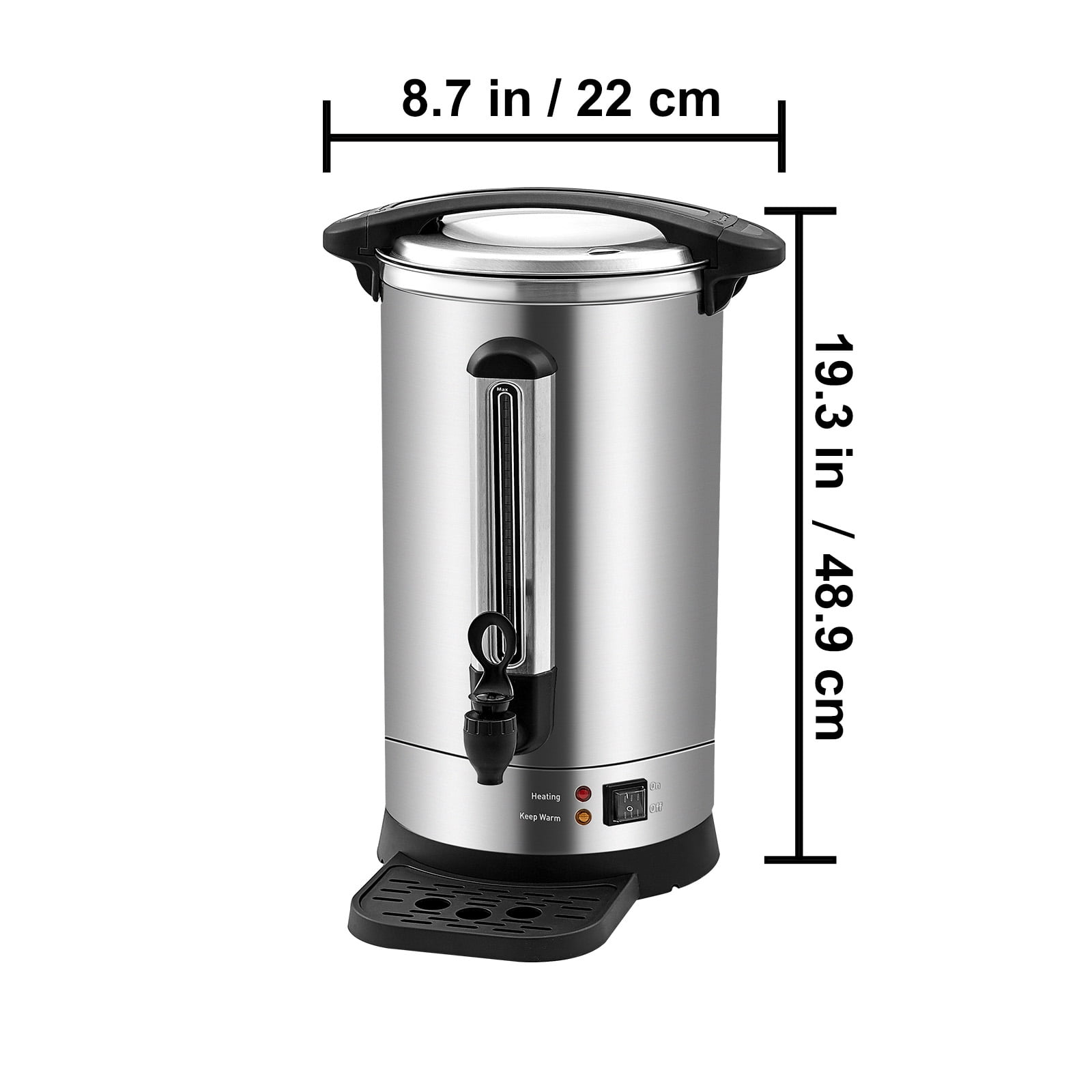 Commercial Coffee Urn 50 cups, 8L Stainless Steel Coffee Dispenser Urn for  Quick Brewing, Hot Beverage Dispenser, Hot Water Dispenser, Percolate