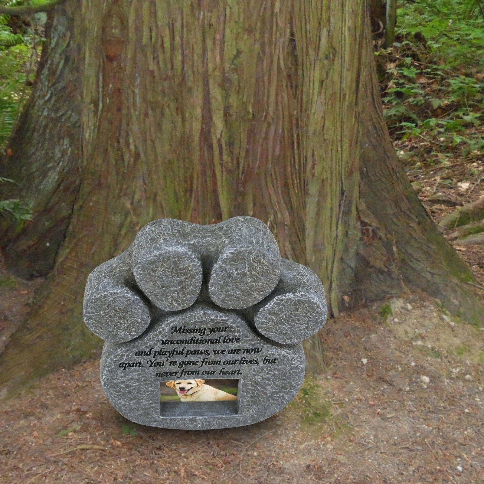 Zeny Paw Print Pet Memorial Stone Features A Photo Frame And Zeny Paw Print Pet Memorial Stone Features A Photo Frame And Sympathy Poem Dog Cat Com