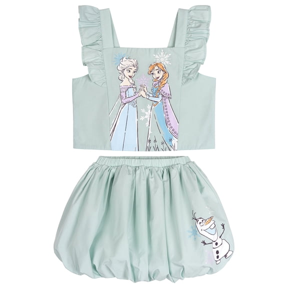 Disney Frozen Big Girls' Sleeveless 2-Piece Tank Top and Bubble Skort Set Surf Spray