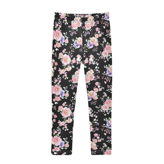 joogoo Girls' Leggings Elegant Rose Flower Yoga Pants 6T