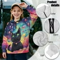 thumbnail image 6 of Uourmeti Colorful Planet Black Cat Kids Soccer Sweatshirt Quarter Zip Up Pullover Sweatshirts Athletic Sportswear Top for Sports Practice Gym Run Size 7-8, 6 of 7
