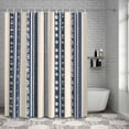 thumbnail image 6 of Bathroom Shower Curtain Abstract Geometric Stripe Dot Waterproof Shower Curtains with Hooks, Dark Blue Lines on Beige Bath Curtains Bathtub Curtain Home Decor 60x72in, 6 of 9