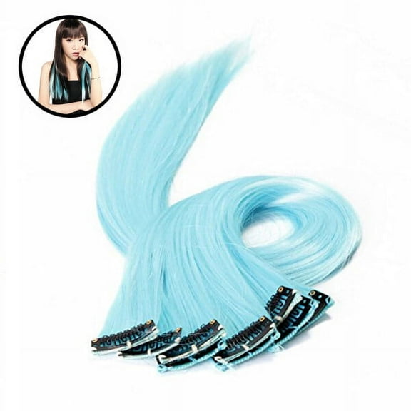 Raindrops 10Pack Light Blue Clip On Hair Extensions For Women Style Change