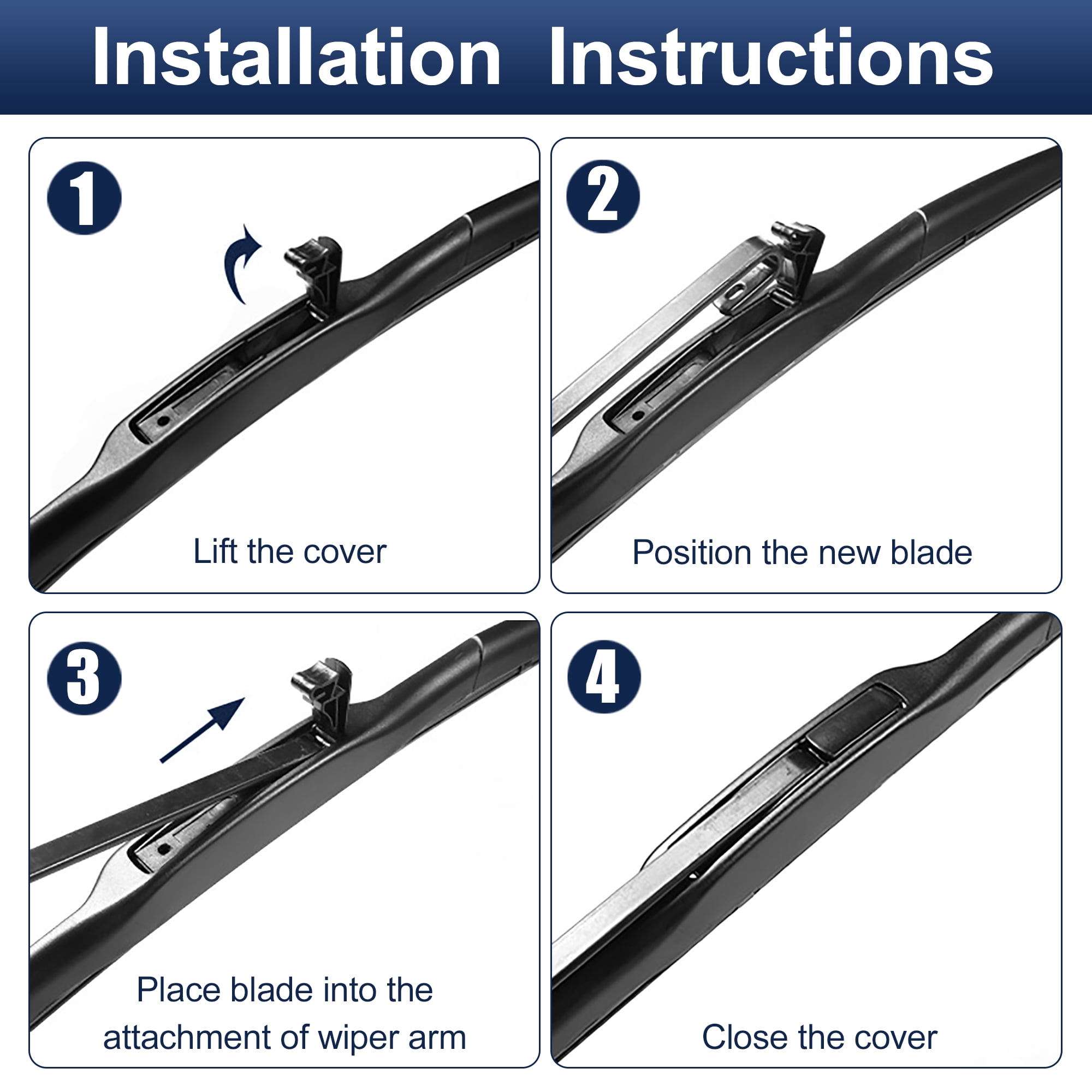 Unique Bargains 2pcs 24"+18" Silicone Front Windshield Wiper Blade Replacement for Chevrolet Equinox 16-23 J / U Hook