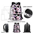 thumbnail image 6 of Uourmeti Stylish Backpack for Shopping Work, 17 Inch Personalized Polyester Backpack, Floral Print on Cow Pattern Background, 6 of 6