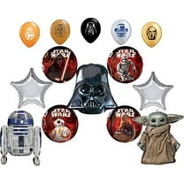 Star Wars Birthday Party Supplies Balloon Bouquet Decorations with Baby Yoda, R2D2 and Darth Vader Jumbo Balloons