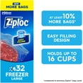 thumbnail image 1 of Ziploc® Freezer Bags with Stay Open Technology, Large, 32 Bags, 1 of 8
