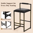 thumbnail image 4 of SESSLIFE Bar Stools Set of 2, Counter Height Bar Stools with PU Leather & Metal Legs, Barstools with Back, Bar Chairs for Kitchen Island, Black, 4 of 8