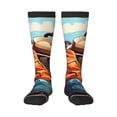 thumbnail image 1 of Xecao Colorful Travel Luggage Gear Pattern Adult Stockings with Color-Block Design and 3D Print, Breathable Comfortable Hosiery for Daily Wear and Sports, 1 of 6