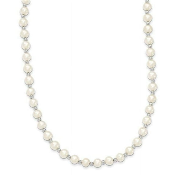 Primal Gold 14 Karat White Gold 6-7mm White Near Round Freshwater Cultured Cultured Pearl Necklace