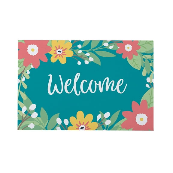 Personalization Mall Summer Florals Welcome Doormat, 18x27