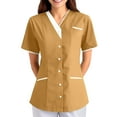 thumbnail image 4 of Wutalume Women's Quick Dry Fabric Solid Color V-Neck Short Sleeve Scrub Top, Healthcare and Medical Work Uniform,Khaki 2XL, 4 of 4