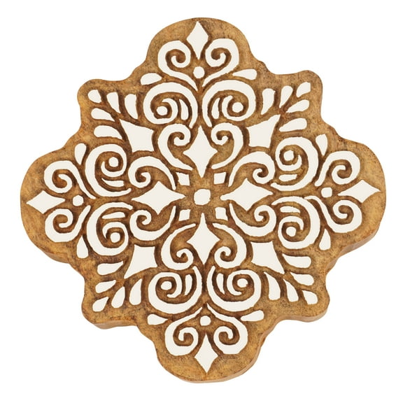 IBA Indianbeautifulart Textile Printing Block Asian Mandala Motif Hand Carved Wooden Stamp Wood Block Printing Textile Stamps For Fabric/ Pottery Blocks- 3 Inch