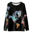 thumbnail image 4 of Long Sleeve Shirts for Women World Map Graphic Pullover Tops Trendy Round Neck Sweatshirt Loose Fit Tunic Sweatshirt on Womens Sweatshirt, 4 of 5