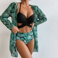 thumbnail image 2 of Midsumdr Women Swimsuits Floral Print Halter 3 Piece Bathing Suits Bikini Set with Kimono Cover Up, 2 of 7
