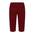 thumbnail image 7 of Women's Capri Leggings with Pockets, Knee Length High Waisted Casual Summer Yoga Workout Exercise Pants Red S, 7 of 7