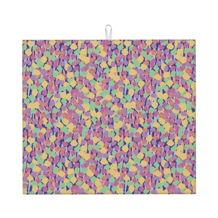 

Dish Drying Mats for Kitchen Counter - Colorful Confetti pattern 16x18In Anti-Slip Absorbent Microfiber Drying Mat for Kitchen Counter Mat Dish Rack Mat with Hanging Loop