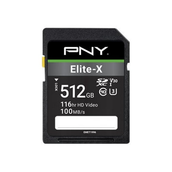 PNY Elite-X - Flash memory card - 512 GB - UHS-I U3 / Class10 - SDXC UHS-I