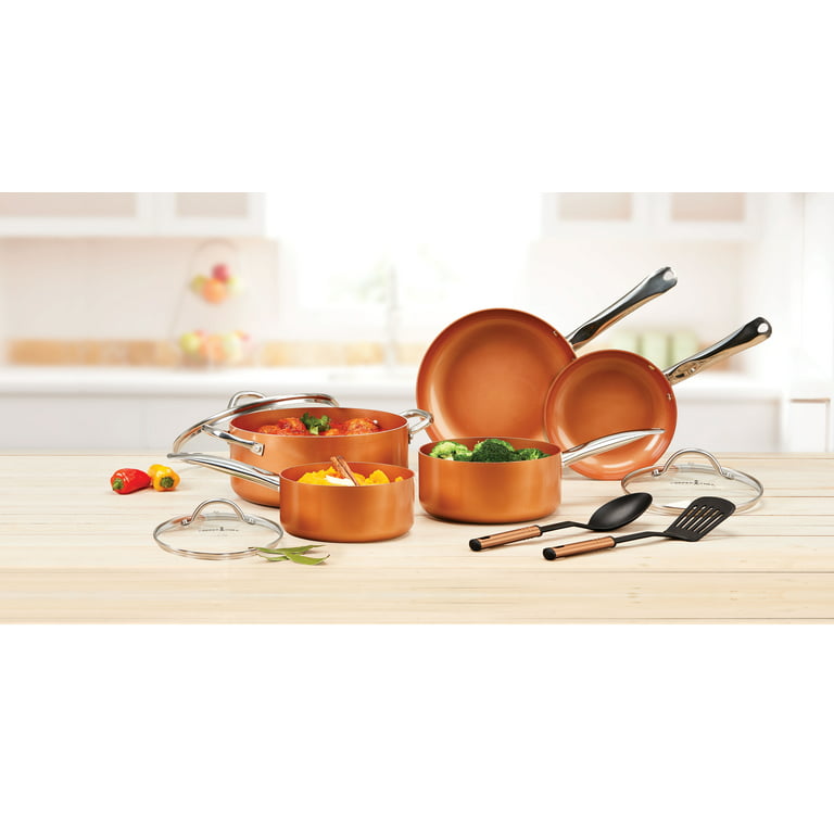 NutriChef Nonstick Tri Ply Copper Kitchen Cookware Pots and Pans