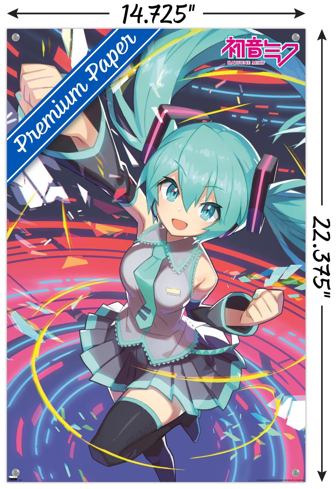 Hatsune Miku - Fist Wall Poster with Pushpins, 14.725" x 22.375"