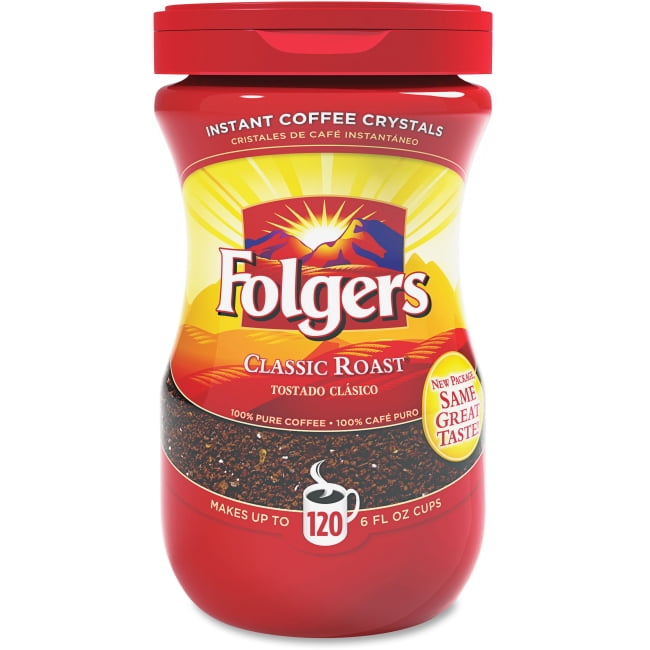 Folgers Classic Roast Instant Coffee Crystals Instant Regular, Regular Mountain Grown