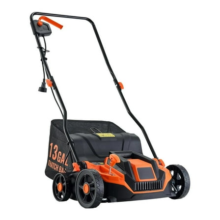 2-in-1 Electric Dethatcher and Scarifier, Corded Lawn Dethatcher with 13-Gallon Thatch Collection Bag, 5-Position Depth Adjustment, Walk Behind Machine for Garden Yard Grass