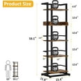 thumbnail image 3 of Book Shelf Narrow Bookshelf: 5 Tier  Bookcase with  Edge Protection Industrial Modern Bookshelf Book Storage Organizer for  Room   Office (Rustic Brown), 3 of 9