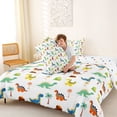 thumbnail image 4 of Feelyou Jungle Rock Dinosaur Queen Comforter Set for Kids Boys Girls, Tropical Coconut Palm Bedding Comforter Set, White, Polkadot Reversible, 3 Pieces, 4 of 6