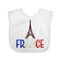Inktastic France Eiffel Tower Flag in Text Boys or Girls Baby Bib