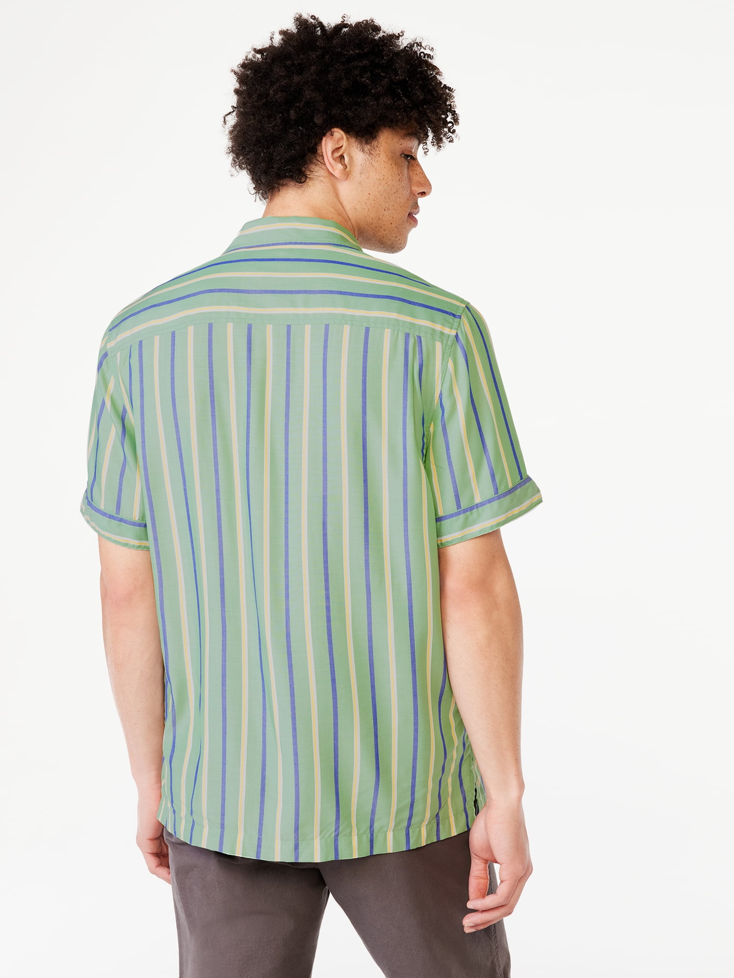 Free Assembly Men's Striped Shirt with Short Sleeves