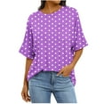 thumbnail image 2 of Heisall Women's Polka Dot Print Short Sleeve Crew Neck Casual Blouse with Pocket for All Seasons Tops, 2 of 7