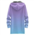 thumbnail image 5 of idosla Long Fleece Hoodies for Women Zip Up Hoodie Trendy Casual Oversized Tunic Sweatshirts Fall Winter Jacket Coat Outerwear (Light Purple, L), 5 of 5