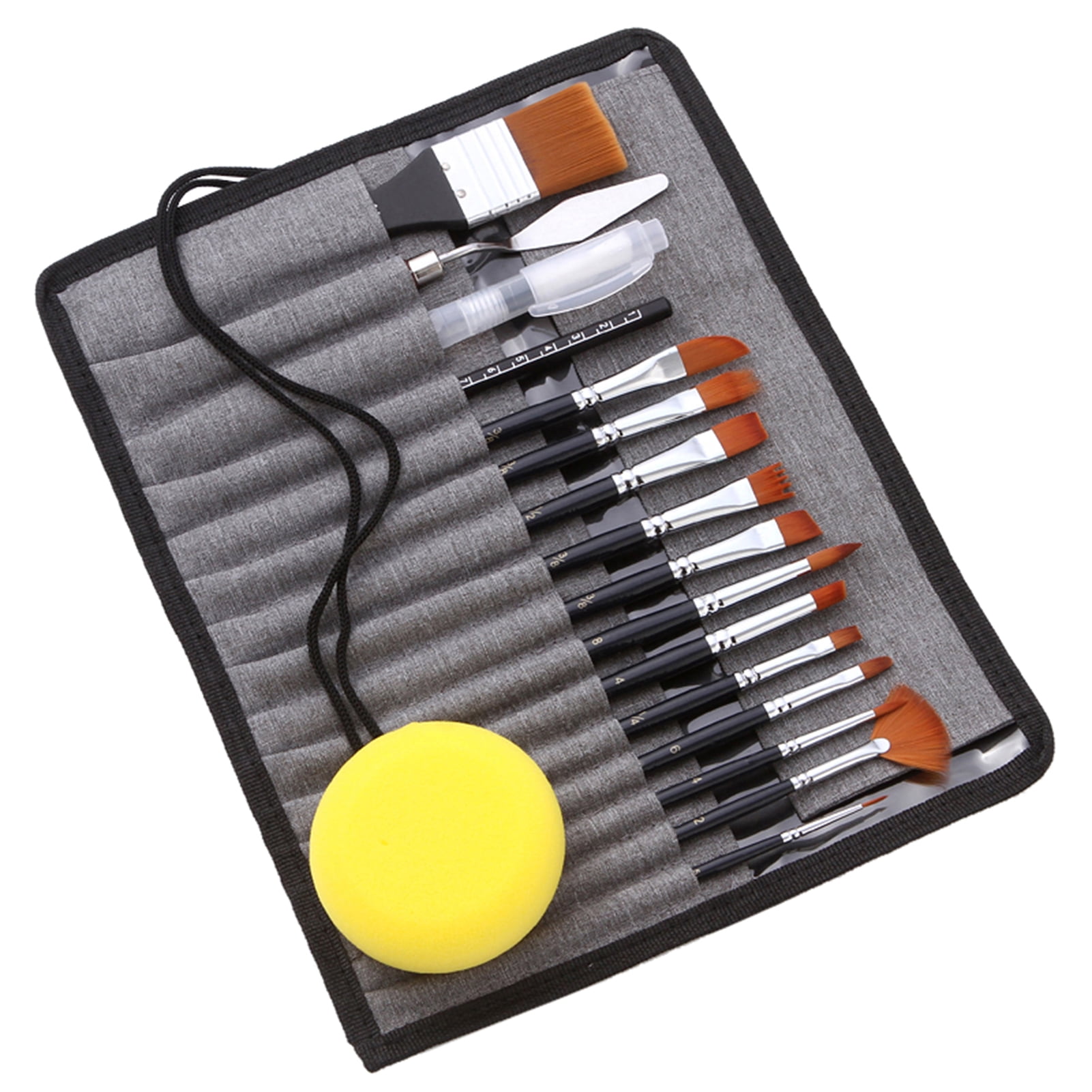 Painting 18pcs Artist Paint Brushes Set Bag Pack With Scraper Watercolor Brush Pen Nylon Hair Delicate Wooden   Handle Paintbrushes Carry Canvas Case Art Supplies Gift For Children