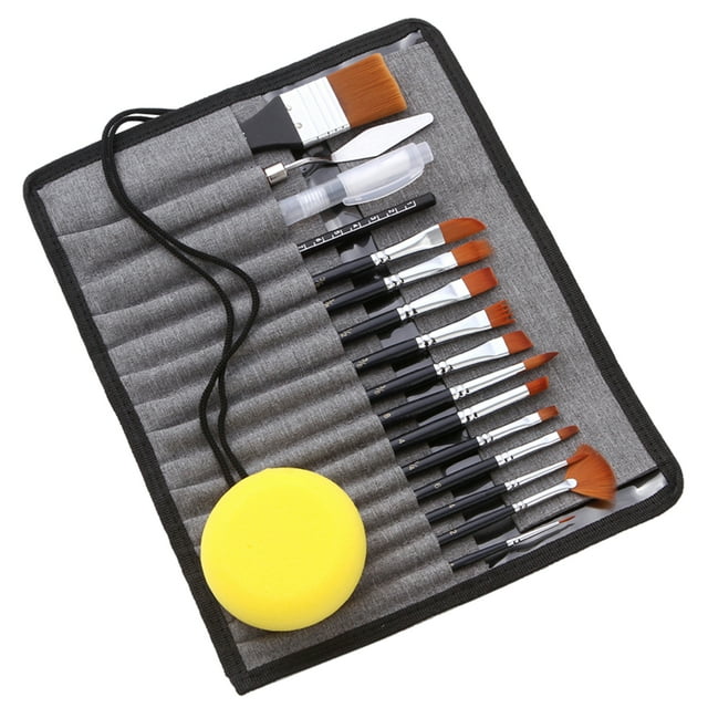Juego de 18 pinceles de pintura para artistas, bolsa con raspador, pincel de acuarela, bolígraf Abanopi Pinceles