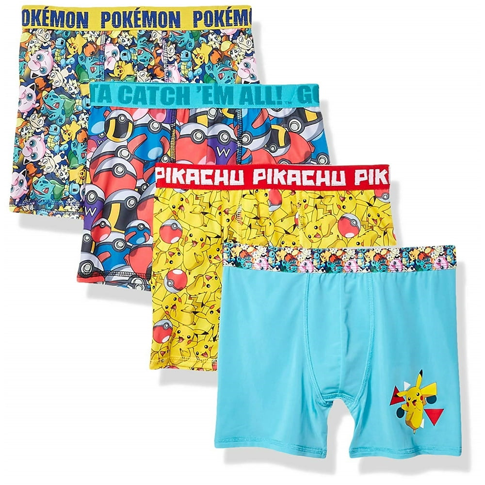 Pokémon Pokemon Boys Underwear, 4 Pack Athletic Boxer Briefs Sizes 4